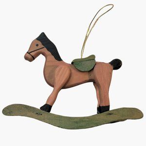 Wooden Rocking Horse Christmas Ornament Western
